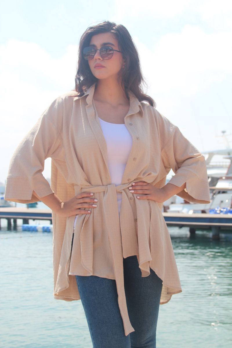 Beige High-low Shirt