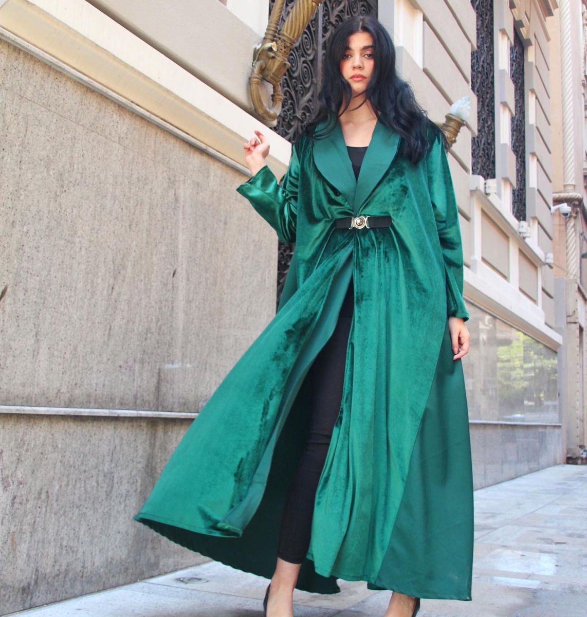 Green Velvet Abaya