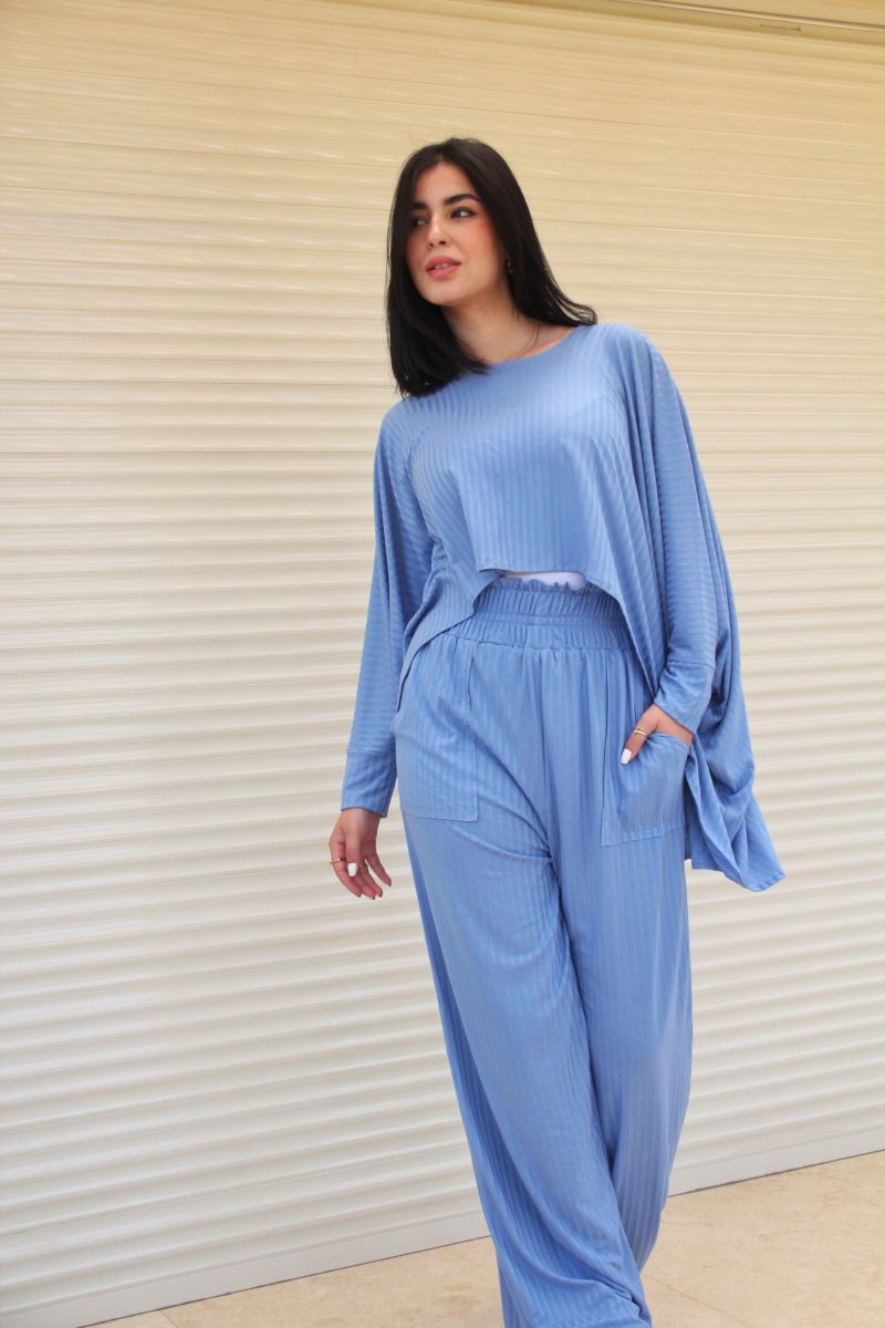 Blue Ribbed Set