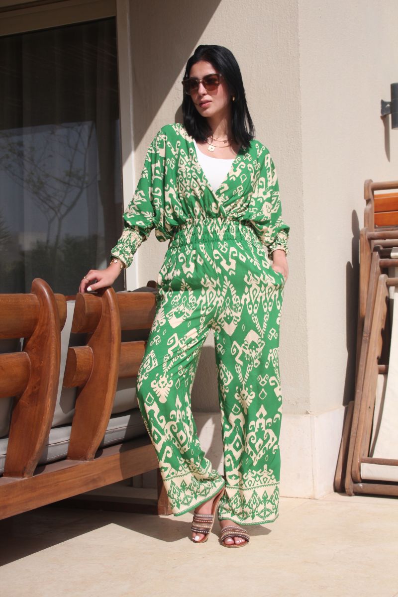 Green Printed Jumpsuit