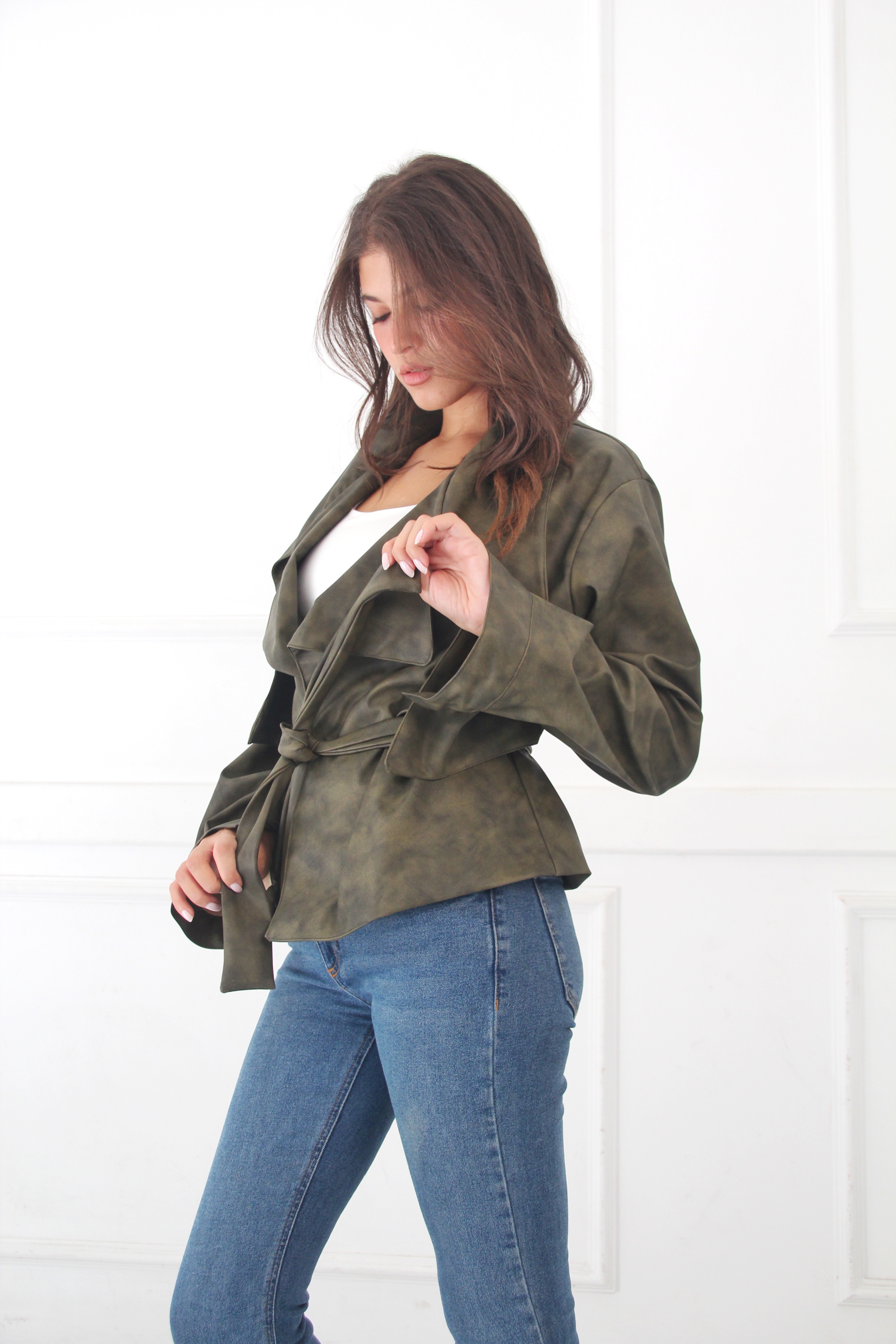 Olive leather Jackets/m